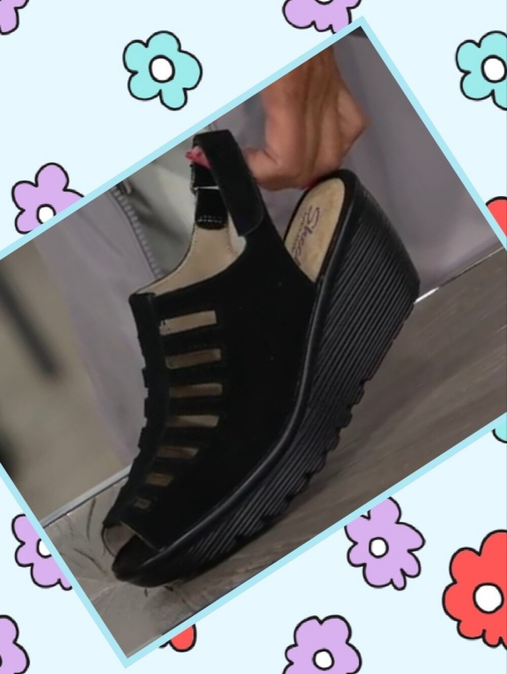 NEW in BOX Skechers Parallel-Trapezoid wedge sandals sz. 9 black